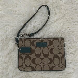 Coach Brown and Green Wristlet